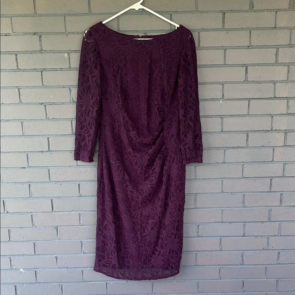 Eliza J Purple Sheath Dress with Bateau Neckline